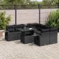 Preview: ARDEBO.de - 9-tlg. Garten-Sofagarnitur mit Kissen Schwarz Poly Rattan