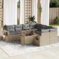 Preview: ARDEBO.de - 9-tlg. Garten-Sofagarnitur mit Kissen Beige Poly Rattan