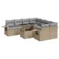 Preview: 9-tlg. Garten-Sofagarnitur mit Kissen Beige Poly Rattan