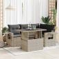 Preview: ARDEBO.de - 5-tlg. Garten-Sofagarnitur mit Kissen Hellgrau Poly Rattan