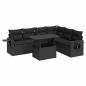 Preview: 7-tlg. Garten-Sofagarnitur mit Kissen Schwarz Poly Rattan
