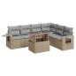 Preview: 7-tlg. Garten-Sofagarnitur mit Kissen Beige Poly Rattan