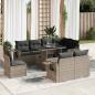Preview: ARDEBO.de - 9-tlg. Garten-Sofagarnitur mit Kissen Grau Poly Rattan