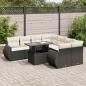 Preview: ARDEBO.de - 9-tlg. Garten-Sofagarnitur mit Kissen Schwarz Poly Rattan