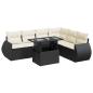 Preview: 7-tlg. Garten-Sofagarnitur mit Kissen Schwarz Poly Rattan