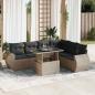 Preview: ARDEBO.de - 7-tlg. Garten-Sofagarnitur mit Kissen Grau Poly Rattan