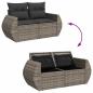 Preview: 7-tlg. Garten-Sofagarnitur mit Kissen Grau Poly Rattan