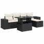Preview: 6-tlg. Garten-Sofagarnitur mit Kissen Schwarz Poly Rattan