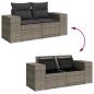Preview: 6-tlg. Garten-Sofagarnitur mit Kissen Grau Poly Rattan