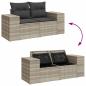 Preview: 6-tlg. Garten-Sofagarnitur mit Kissen Hellgrau Poly Rattan