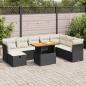 Preview: ARDEBO.de - 9-tlg. Garten-Sofagarnitur mit Kissen Schwarz Poly Rattan
