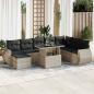 Preview: ARDEBO.de - 9-tlg. Garten-Sofagarnitur mit Kissen Hellgrau Poly Rattan