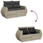 Preview: 9-tlg. Garten-Sofagarnitur mit Kissen Hellgrau Poly Rattan