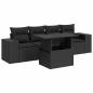 Preview: 5-tlg. Garten-Sofagarnitur mit Kissen Schwarz Poly Rattan