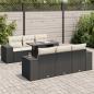 Preview: ARDEBO.de - 7-tlg. Garten-Sofagarnitur mit Kissen Schwarz Poly Rattan