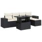 Preview: 6-tlg. Garten-Sofagarnitur mit Kissen Schwarz Poly Rattan