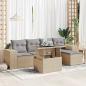 Preview: ARDEBO.de - 6-tlg. Garten-Sofagarnitur mit Kissen Beige Poly Rattan