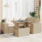 Preview: ARDEBO.de - 5-tlg. Garten-Sofagarnitur mit Kissen Beige Poly Rattan