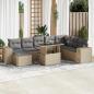 Preview: ARDEBO.de - 9-tlg. Garten-Sofagarnitur mit Kissen Beige Poly Rattan