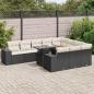 Preview: ARDEBO.de - 11-tlg. Garten-Sofagarnitur mit Kissen Schwarz Poly Rattan