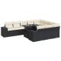 Preview: 11-tlg. Garten-Sofagarnitur mit Kissen Schwarz Poly Rattan