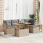 Preview: ARDEBO.de - 6-tlg. Garten-Sofagarnitur mit Kissen Beige Poly Rattan