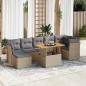 Preview: ARDEBO.de - 8-tlg. Garten-Sofagarnitur mit Kissen Beige Poly Rattan