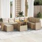 Preview: ARDEBO.de - 9-tlg. Garten-Sofagarnitur mit Kissen Beige Poly Rattan
