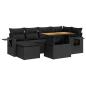 Preview: 7-tlg. Garten-Sofagarnitur mit Kissen Schwarz Poly Rattan
