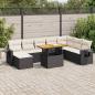 Preview: ARDEBO.de - 9-tlg. Garten-Sofagarnitur mit Kissen Schwarz Poly Rattan
