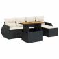 Preview: 6-tlg. Garten-Sofagarnitur mit Kissen Schwarz Poly Rattan