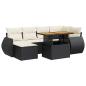 Preview: 7-tlg. Garten-Sofagarnitur mit Kissen Schwarz Poly Rattan