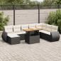 Preview: ARDEBO.de - 9-tlg. Garten-Sofagarnitur mit Kissen Schwarz Poly Rattan