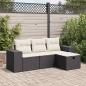 Preview: ARDEBO.de - 4-tlg. Garten-Sofagarnitur mit Kissen Schwarz Poly Rattan
