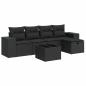 Preview: 6-tlg. Garten-Sofagarnitur mit Kissen Schwarz Poly Rattan