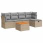 Preview: 6-tlg. Garten-Sofagarnitur mit Kissen Beige Poly Rattan