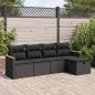 Preview: ARDEBO.de - 5-tlg. Garten-Sofagarnitur mit Kissen Schwarz Poly Rattan