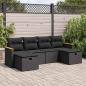 Preview: ARDEBO.de - 6-tlg. Garten-Sofagarnitur mit Kissen Schwarz Poly Rattan