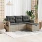 Preview: ARDEBO.de - 4-tlg. Garten-Sofagarnitur mit Kissen Hellgrau Poly Rattan