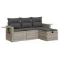 Preview: 4-tlg. Garten-Sofagarnitur mit Kissen Hellgrau Poly Rattan