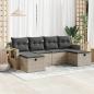 Preview: ARDEBO.de - 6-tlg. Garten-Sofagarnitur mit Kissen Hellgrau Poly Rattan