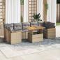 Preview: ARDEBO.de - 7-tlg. Garten-Sofagarnitur mit Kissen Beige Poly Rattan Akazie