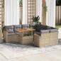 Preview: ARDEBO.de - 9-tlg. Garten-Sofagarnitur mit Kissen Beige Poly Rattan Akazie