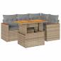 Preview: 5-tlg. Garten-Sofagarnitur mit Kissen Beige Poly Rattan Akazie