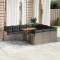 Preview: ARDEBO.de - 11-tlg. Garten-Sofagarnitur mit Kissen Grau Poly Rattan Akazie