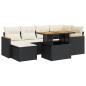 Preview: 7-tlg. Garten-Sofagarnitur mit Kissen Schwarz Poly Rattan