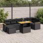 Preview: ARDEBO.de - 8-tlg. Garten-Sofagarnitur mit Kissen Schwarz Poly Rattan