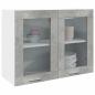 Preview: ARDEBO.de - Hängeglasschrank Betongrau 80x31x60 cm