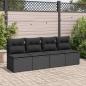 Preview: 4-tlg. Garten-Sofagarnitur mit Kissen Schwarz Poly Rattan