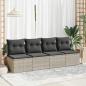 Preview: 4-tlg. Garten-Sofagarnitur mit Kissen Hellgrau Poly Rattan